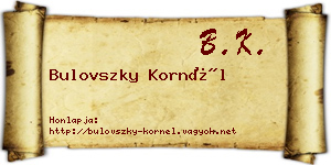 Bulovszky Kornél névjegykártya